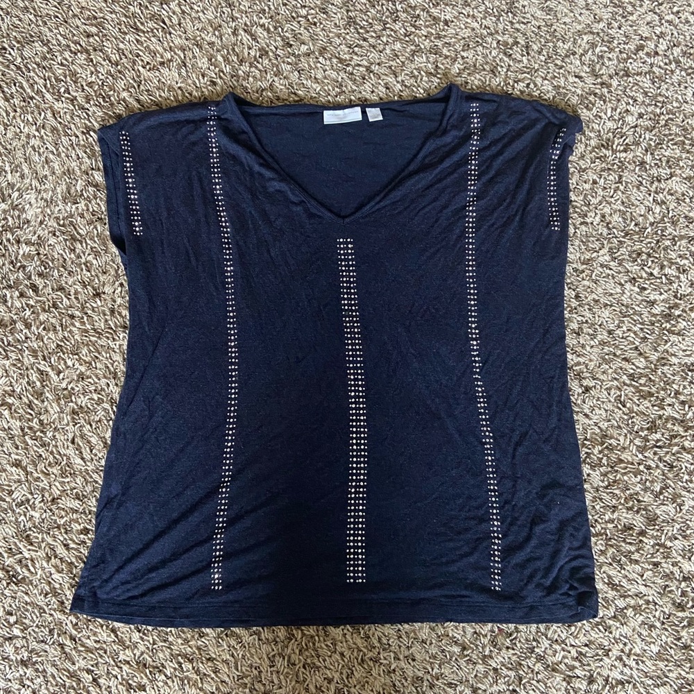 Navy Blue Rhinestone Top💙